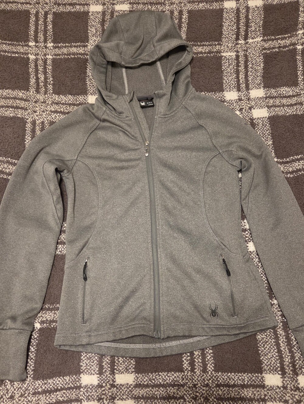 Spyder Women’s Heather Gray Full-Zip Hooded Utility Jacket sz Small